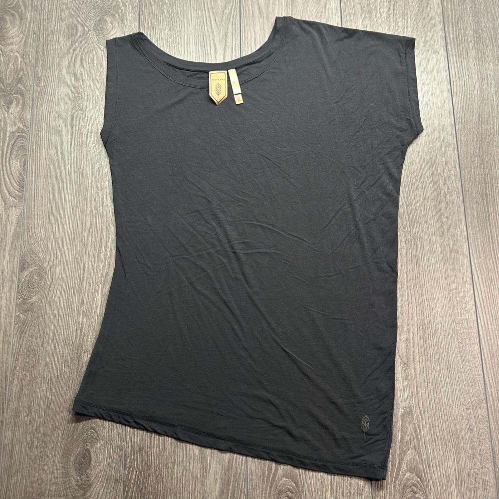 Indygena Womens Medium Black Scoop Neck Sleeveless Activewear Top Gym Yoga